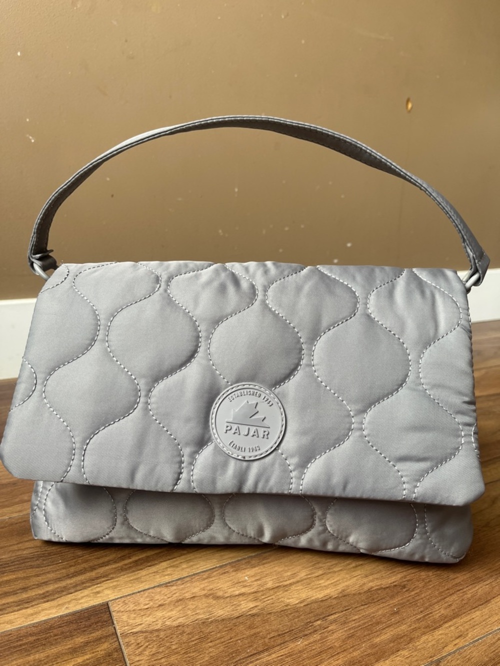 Pajar Quilted Shoulder Bag in Light Gray